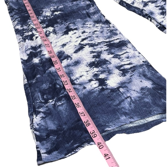 Peace & Pearls size Xl blue & white fireworks tie dye crinkly wide leg pants - Picture 12 of 14